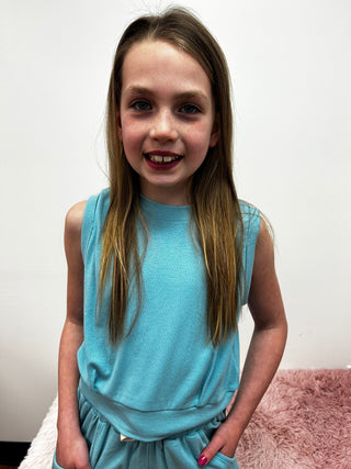 Girls Rib Knit Banded Bottom Sleeveless Top by Vignette - All About Me Boutique