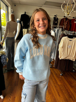 Lulu Mac Girls Color Block Light Blue/White - Stitch Sweatshirt