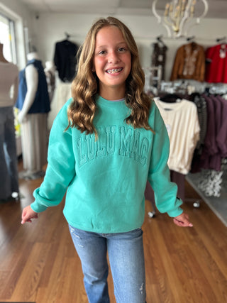 Lulu Mac Girls Mint Monochromatic Crewneck Sweatshirt