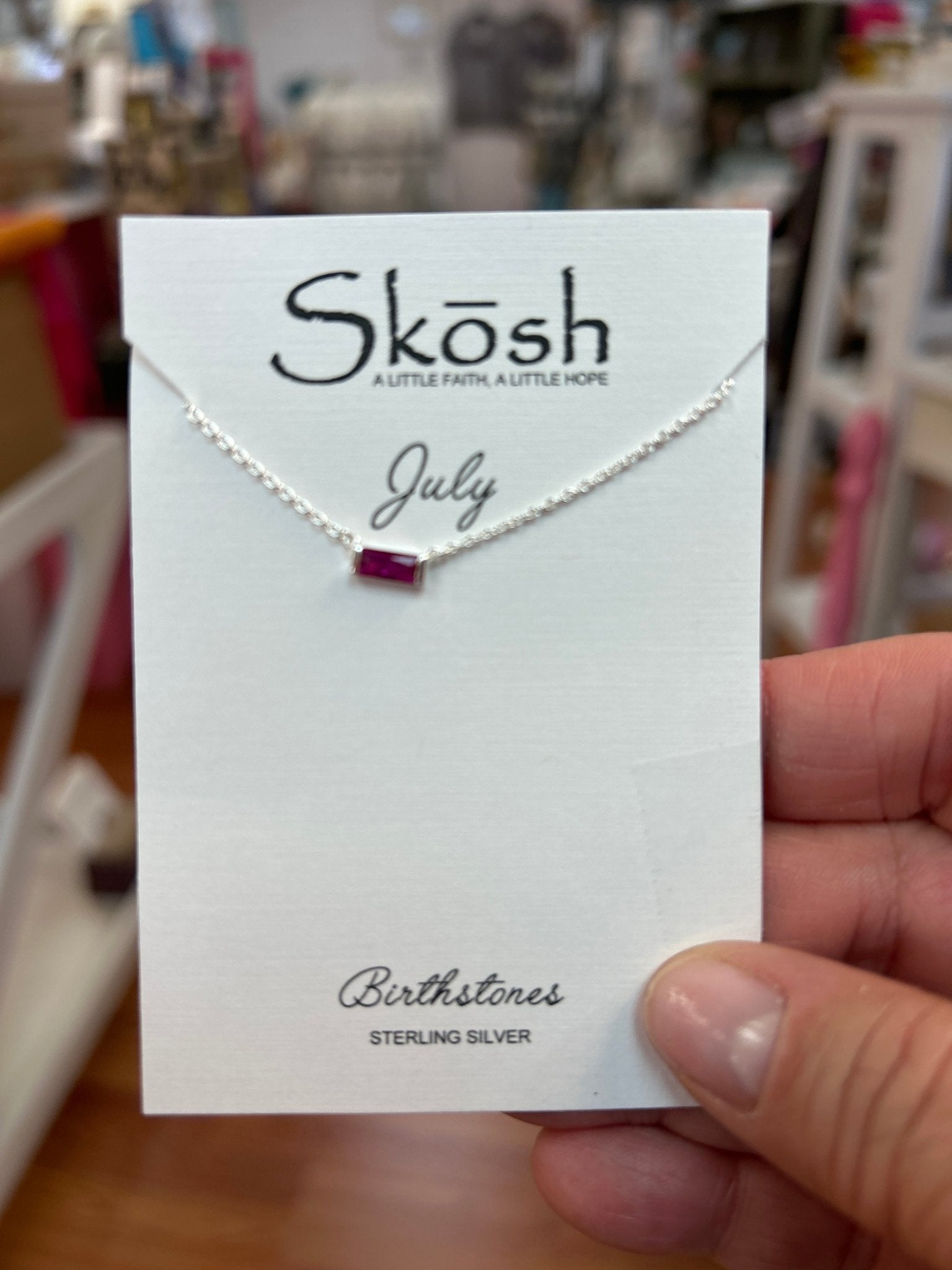 Baguette Ruby Silver Necklace by Skosh - All About Me Boutique