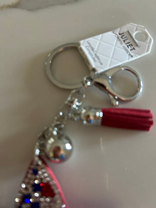 USA Flag Star Keychain Rhinestone