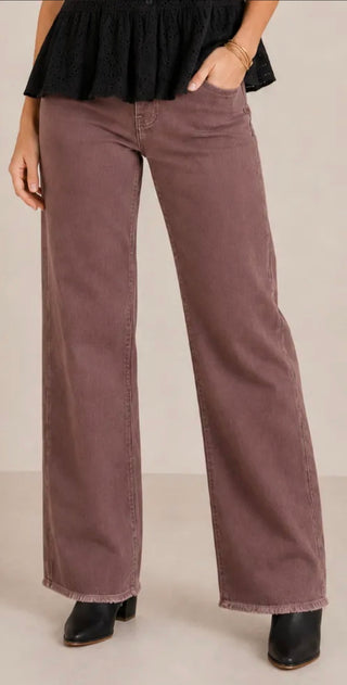 Heart of Pine Wide Leg Fray Hem Jean