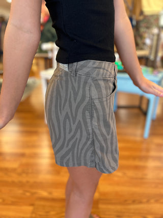 Mayoral Girls Zebra Print Twill Skort – Grey Animal Print
