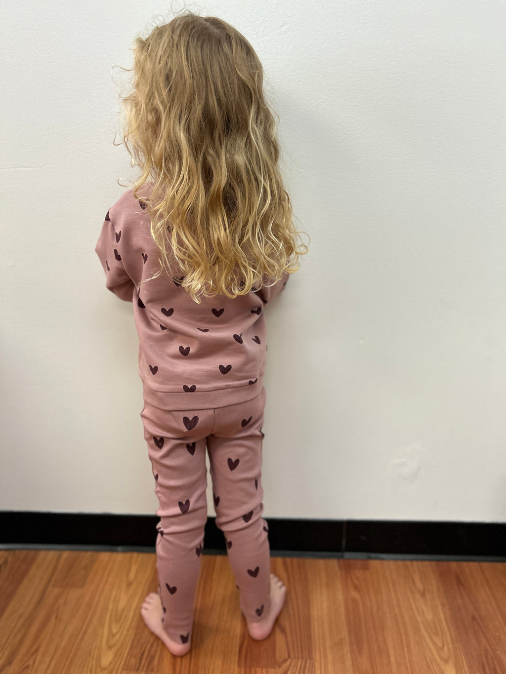Creamie Girls Mauve with Raspberry Heart Leggings