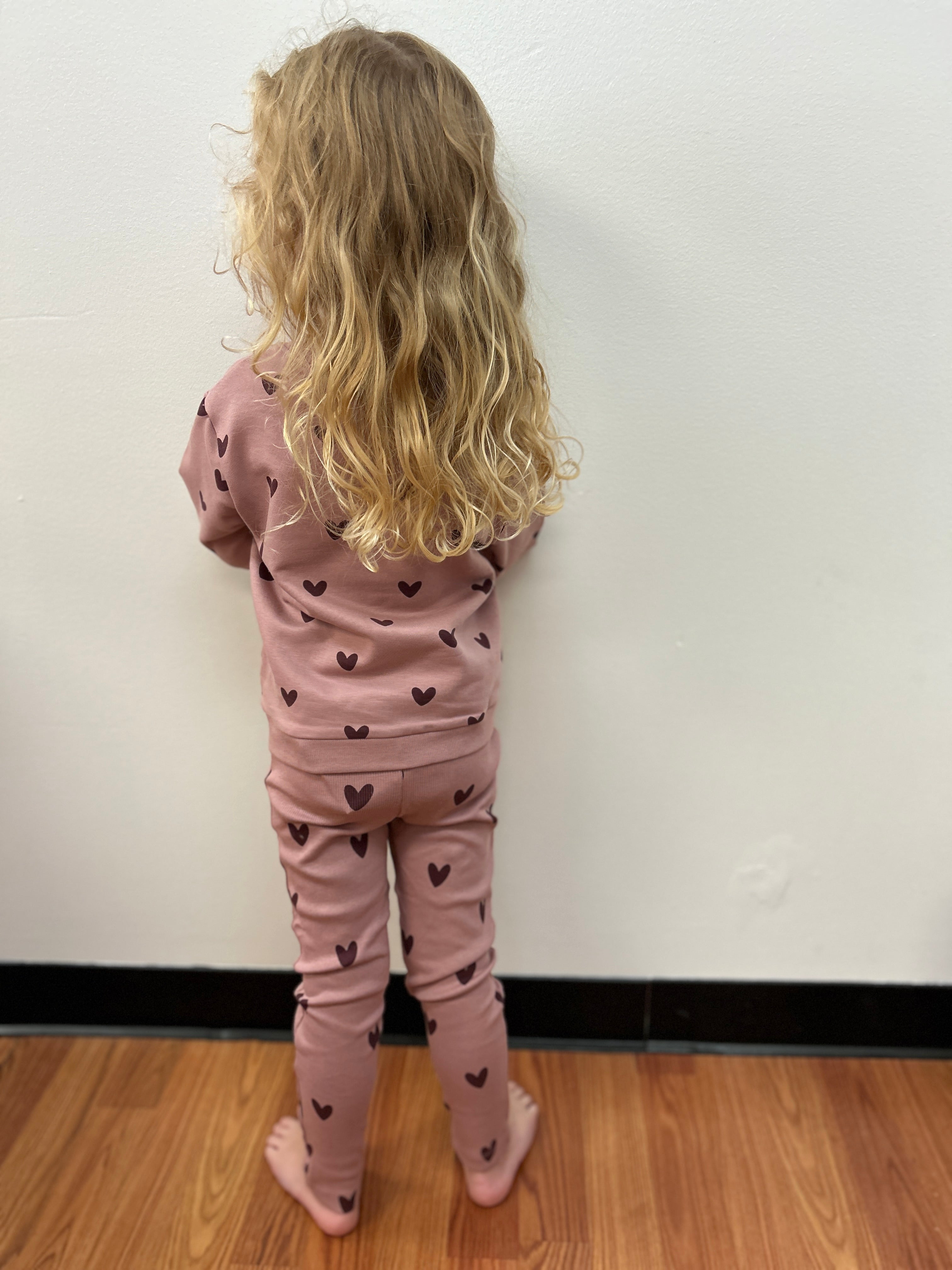 Creamie Girls Mauve with Raspberry Heart Leggings