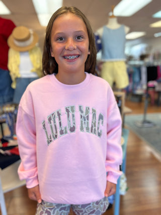 Lulu Mac Girls Sweatshirt Light Pink Camo Stitch
