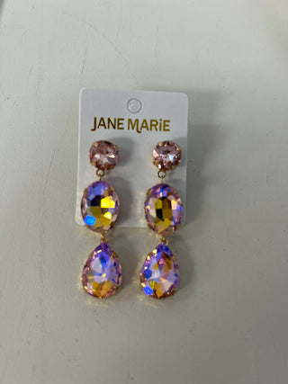 Pink Crystal Circle, Oval & Teardrop Earring - All About Me Boutique