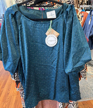 Rhinestone Plus Satin Blouse - All About Me Boutique