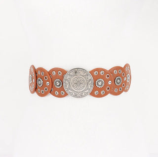 Vintage Disc Embellished Elastic Belt