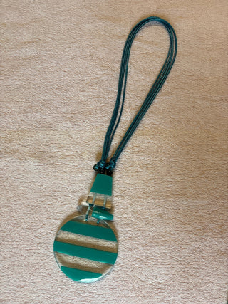 MK - Turquoise and Clear Acrylic w/Cord Necklace - All About Me Boutique
