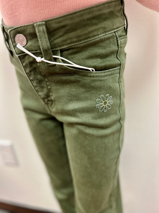 KanCan Girls Olive High Rise Flare Jeans