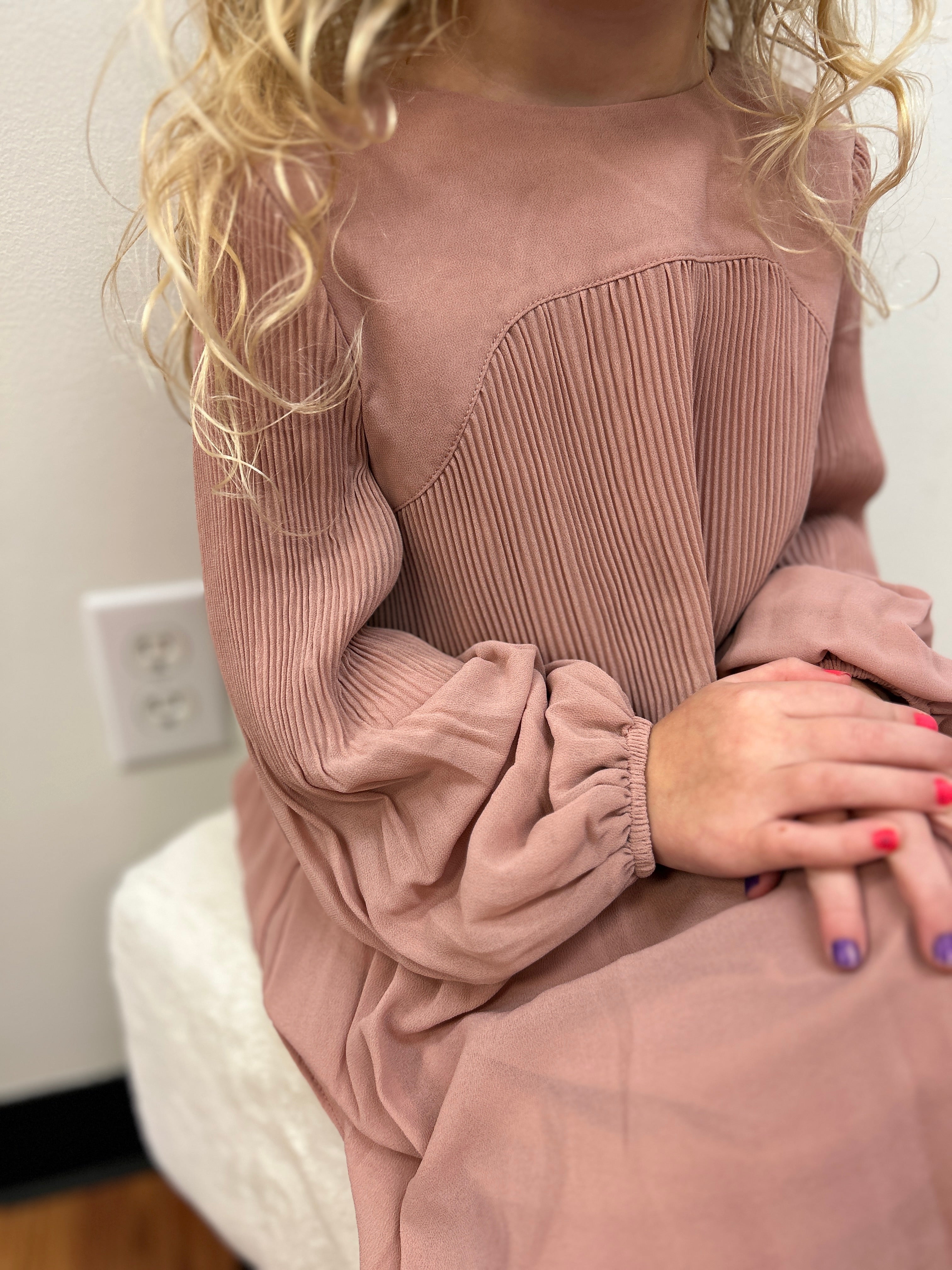 Mayoral Girls Mauve Pleated Dress
