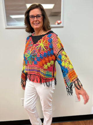Rejane Fringed Crochet Top - All About Me Boutique