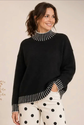 Heart of Pine Mock Neck Fuzzy Sweater