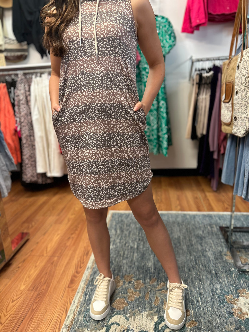 PP - Girls Leopard Stripe Sleeveless Hoodie