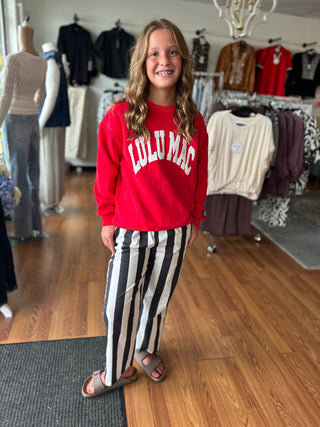 Lulu Mac Girls Red With White Puff Sweatshirt