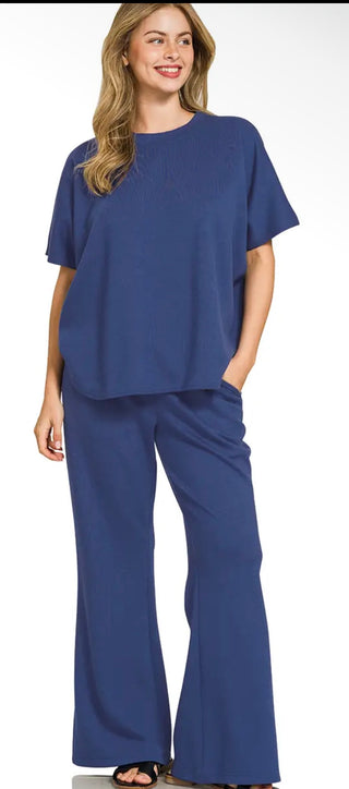 Zenana Scuba Curbed Hem Top & Pants