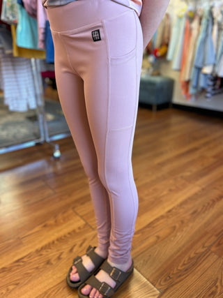 Girls Mauve Sports Leggings by Color Kids - All About Me Boutique
