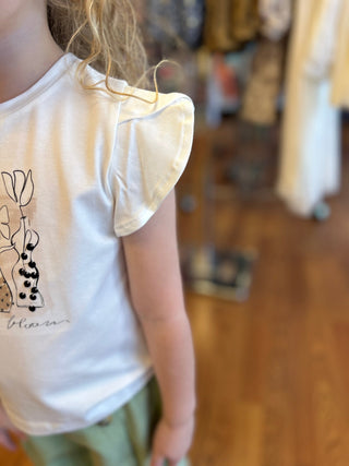 Mayoral Girls "Bloom" Sequin Floral Flutter Sleeve Tee - All About Me Boutique