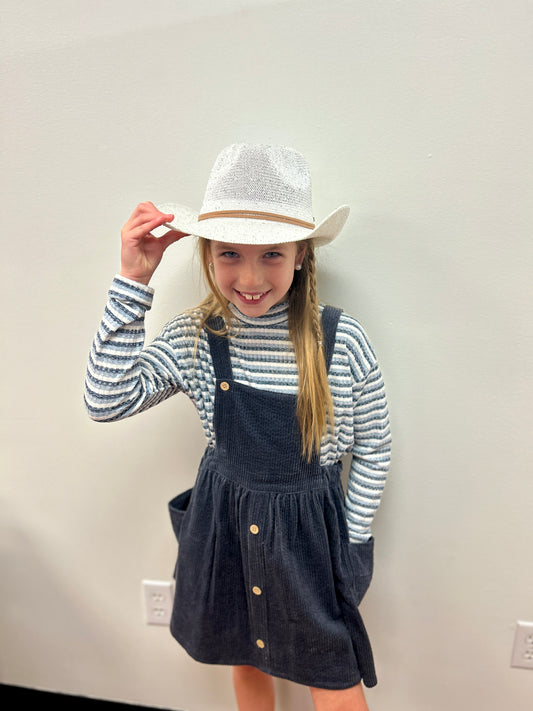 Vignette Charcoal Blue Corduroy Pinafore Jumper