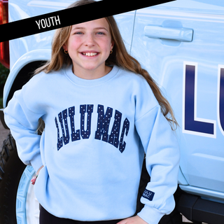 LuLu Mac Girls Light Blue/Navy Polka Dot Stitch Sweatshirt