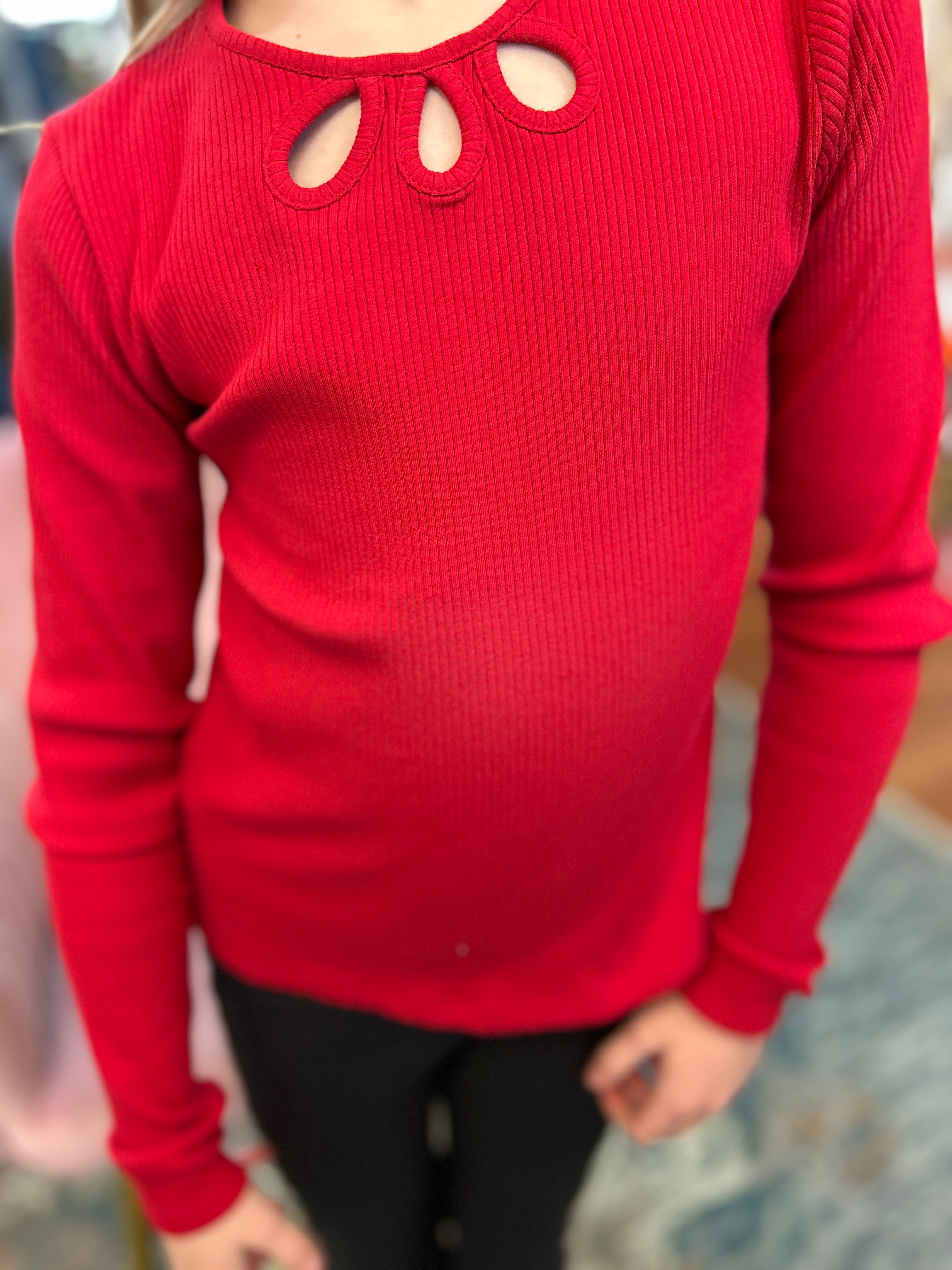 Mayoral Girls Red Rib Knit Tee