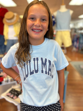 Lulu Mac Girls Chambray Polka Dot Tee