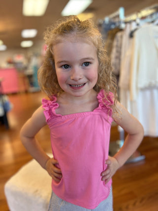 Girls Ruffled Shoulder Tank Top - All About Me Boutique