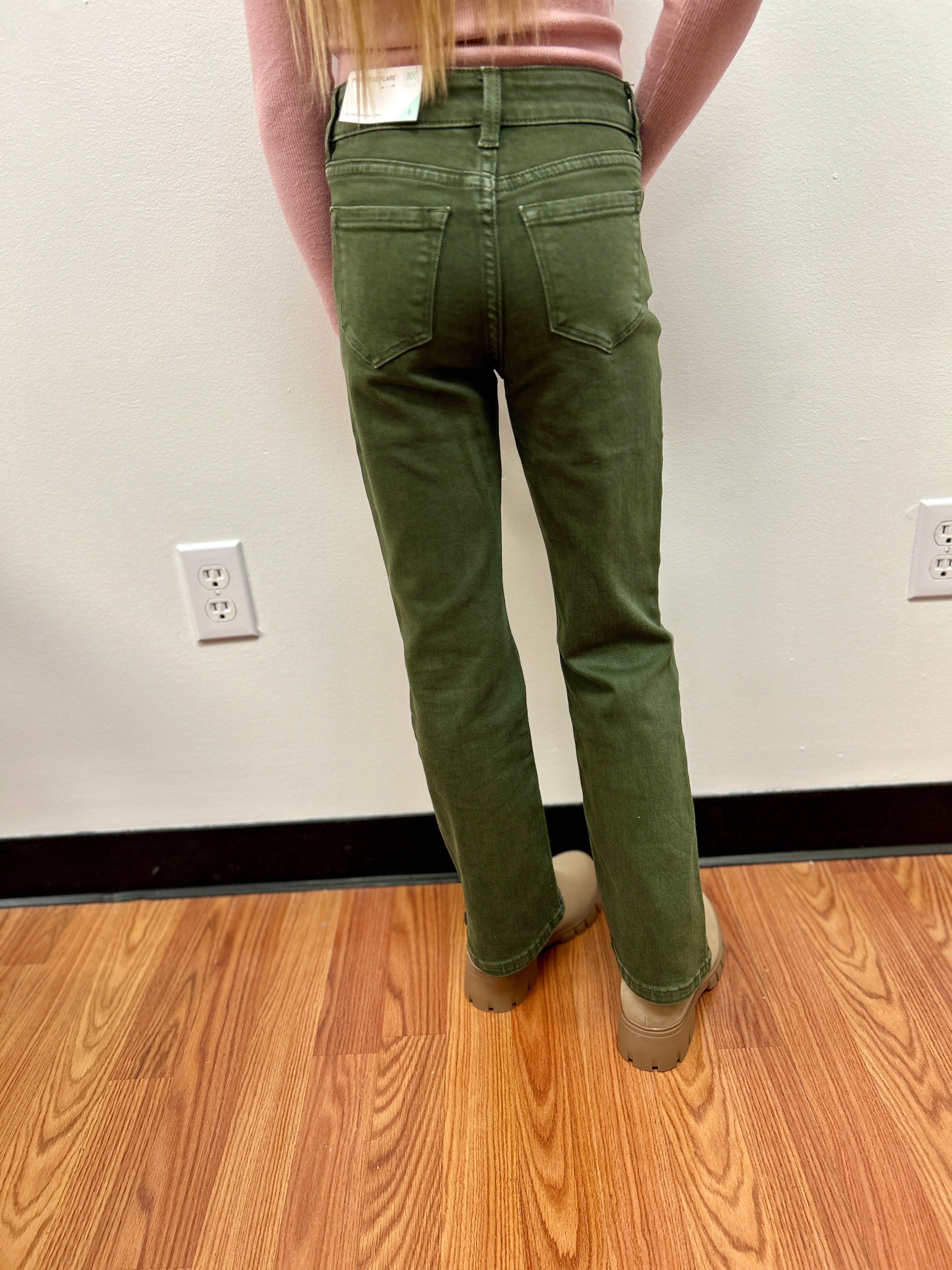 KanCan Girls Olive High Rise Flare Jeans