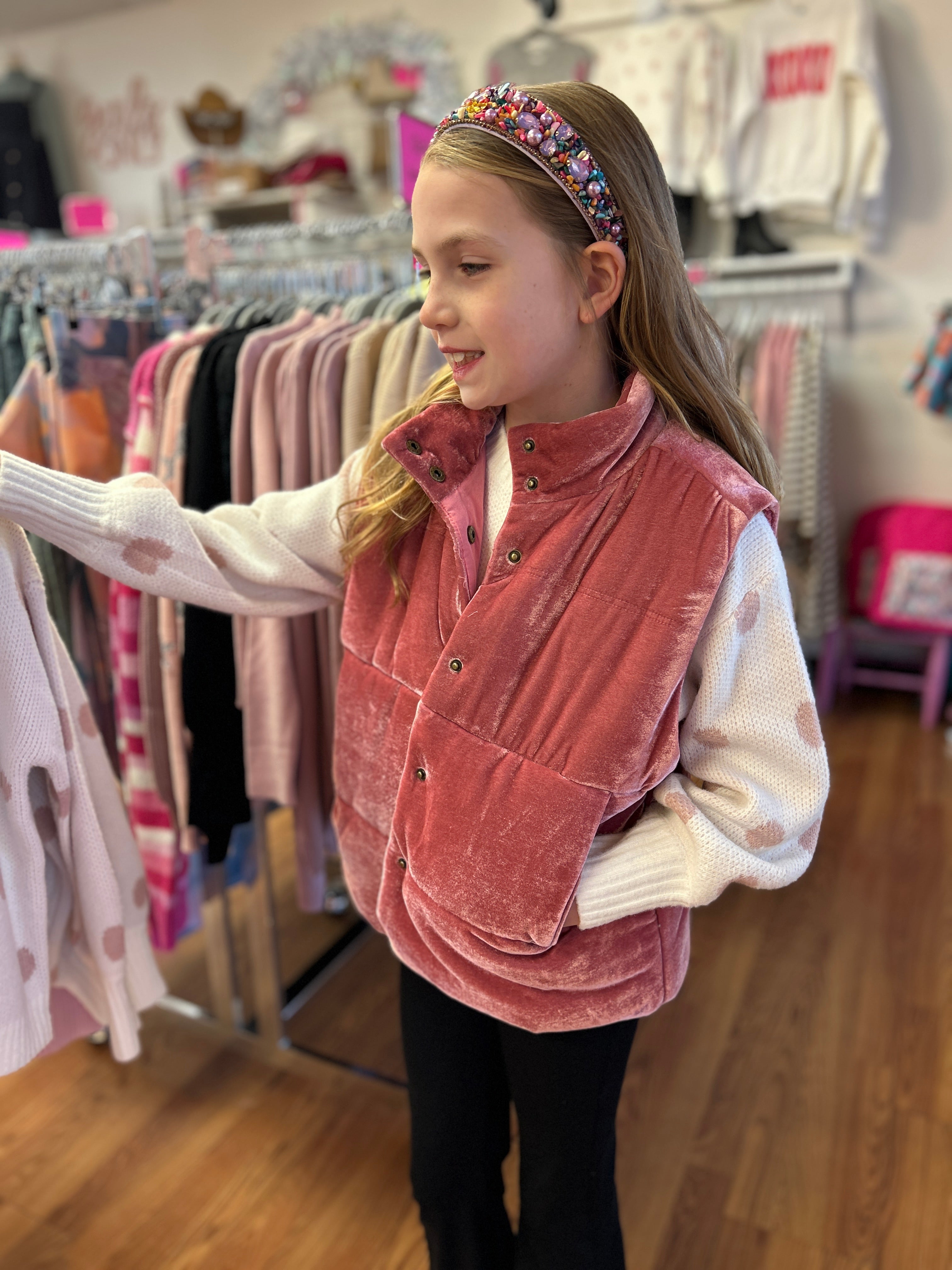 H & A Tween Girls Crew Neck Dot Sweater