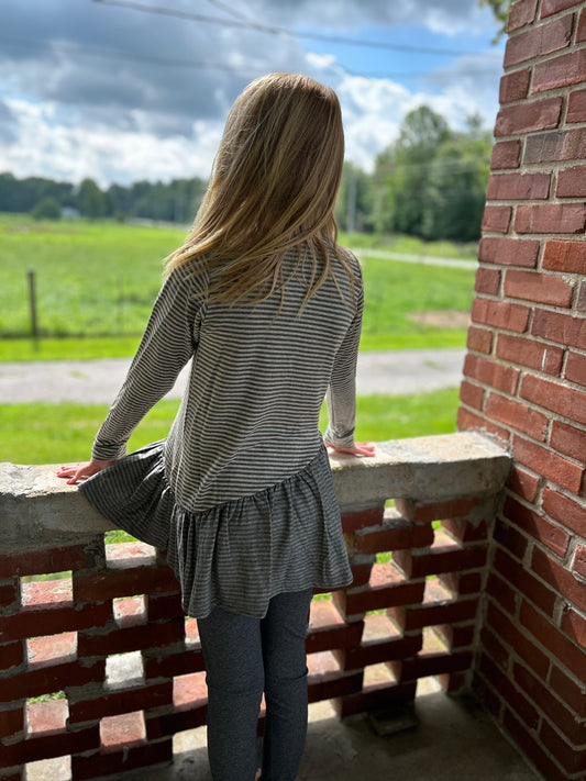 AC407-Girls Mini Stripe Asymetrical Tunic (JKA)