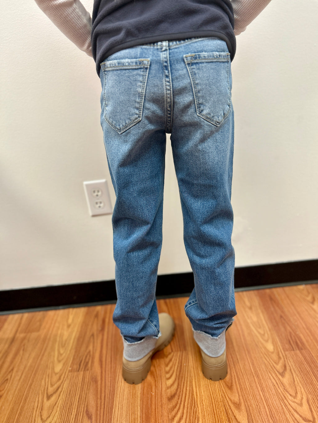 KanCan Girls High Rise Straight Leg Jeans - Cuffed