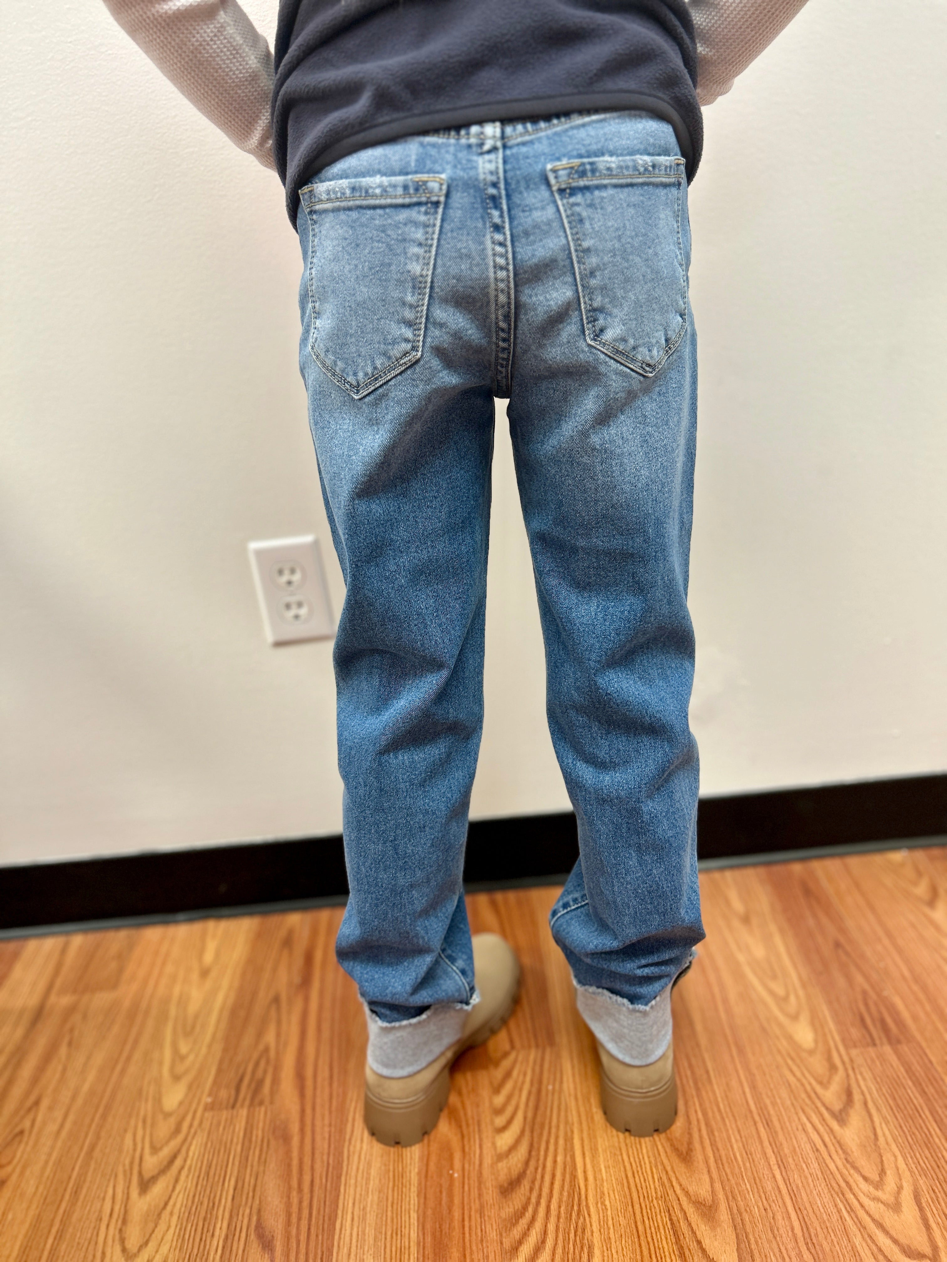 KanCan Girls High Rise Straight Leg Jeans - Cuffed