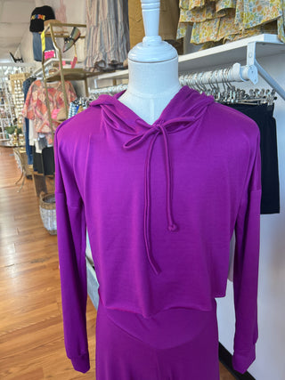 Girls' Vibrant Purple Cropped Hoodie