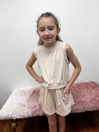 Girls Rib Knit Banded Bottom Sleeveless Top by Vignette - All About Me Boutique