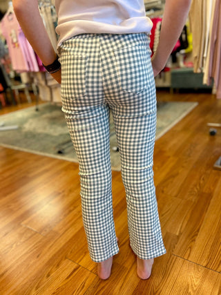 Hayden Girls Blue & White Checkered Pull - On Cropped Pants - All About Me Boutique