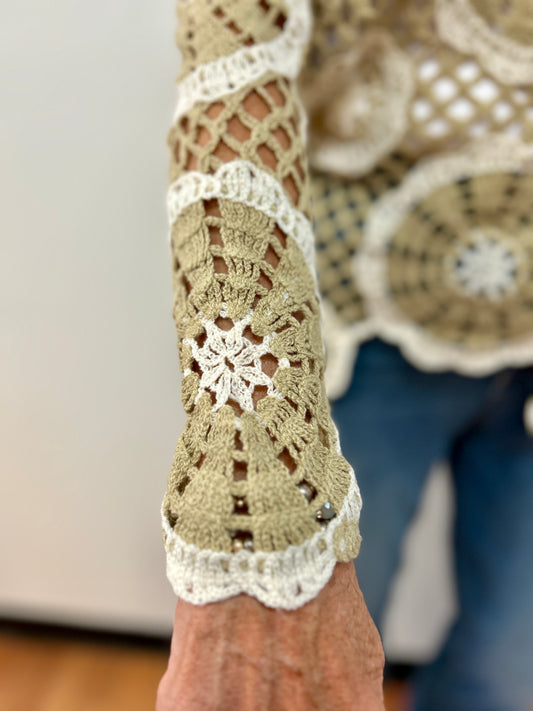 Jewel Neck Crochet Top