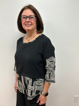 Creation Geometric Print Blouse - All About Me Boutique