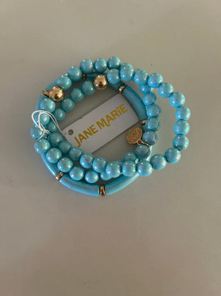 JM - Iridescent Light Blue Beaded Bracelet - All About Me Boutique