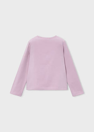 Mayoral Girls Floral Appliqué Long Sleeve Cotton Tee