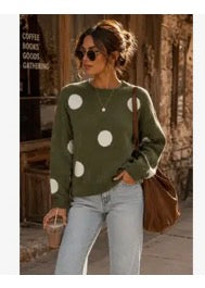 Polka Dot Knit Pullover Sweater