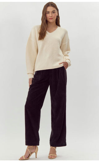 Jodifl Corduroy Pants - Comfort Fit Belted Wide Leg - All About Me Boutique