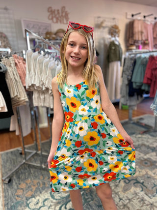 AC407 - Floral Two Tier Dress - All About Me Boutique
