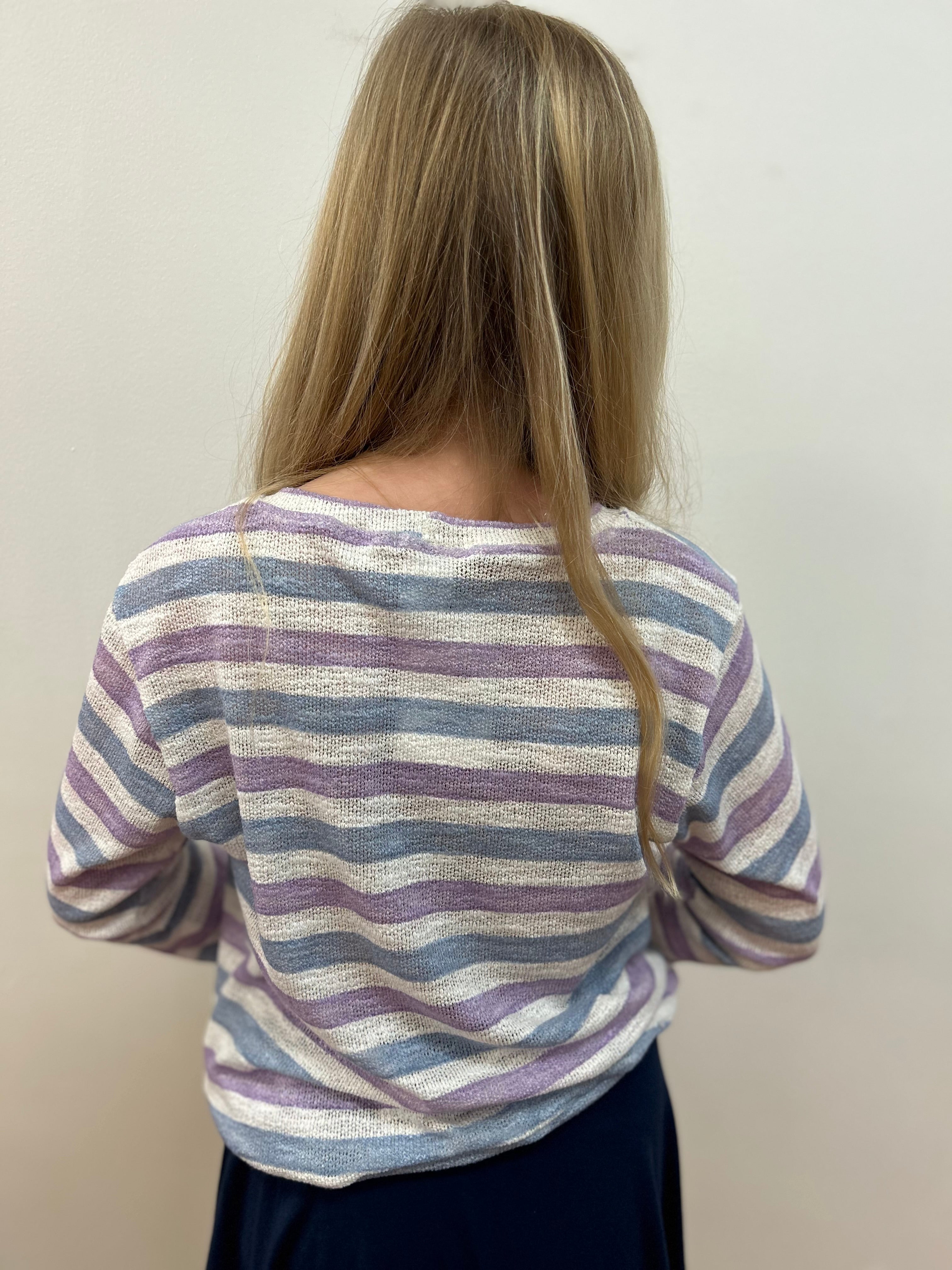 AC407 Girls Lilac and Denim Blue Sweater