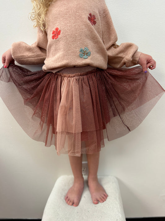 Minymo Girls Layered Tulle Skirt with Glitter