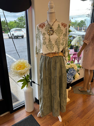 Yolly-Italy Tiered Eyelet Skirt
