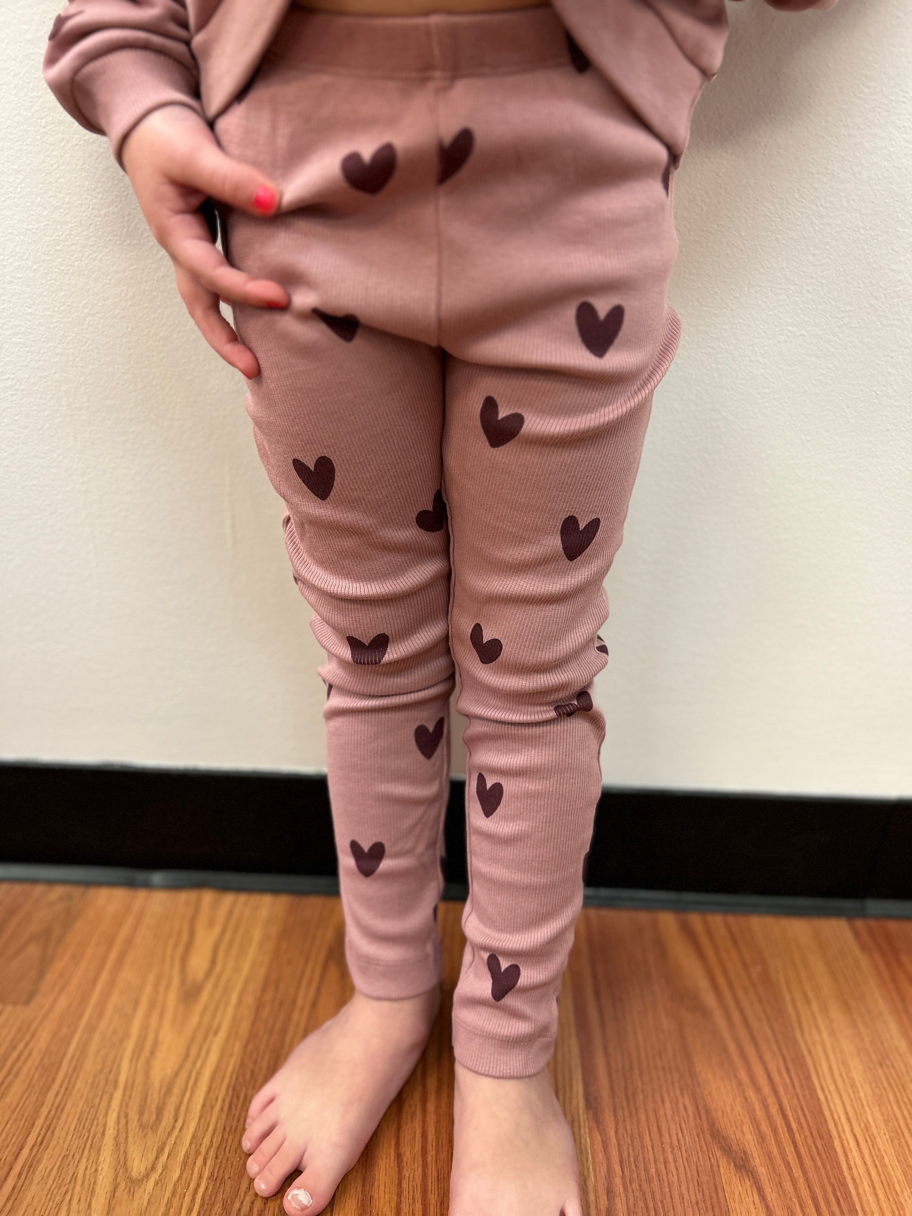 Creamie Girls Mauve with Raspberry Heart Leggings