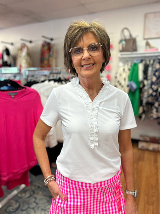 Meredith Ruffle Trim Top by Aryeh - All About Me Boutique