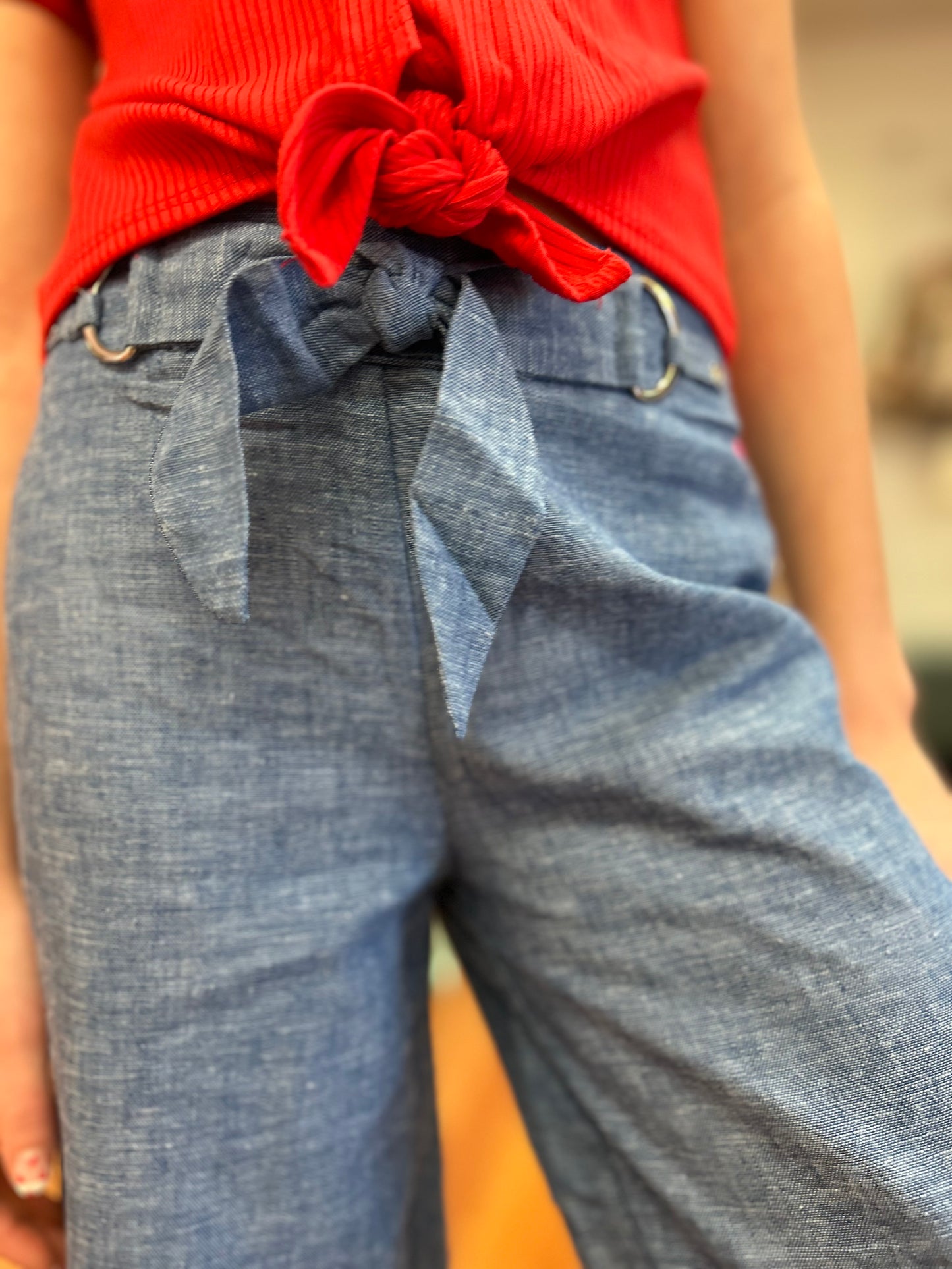 May-Girls Linen Cropped Pants