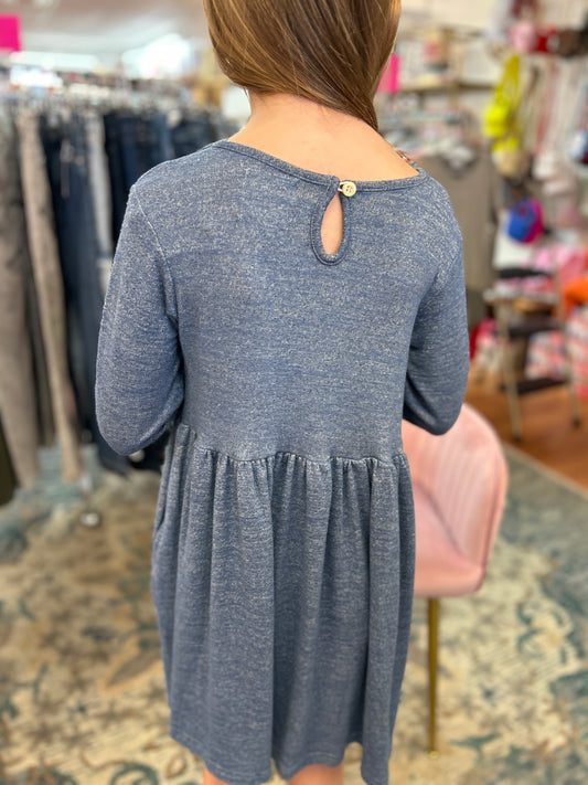 Vignette Heathered Navy Empire Waist Dress